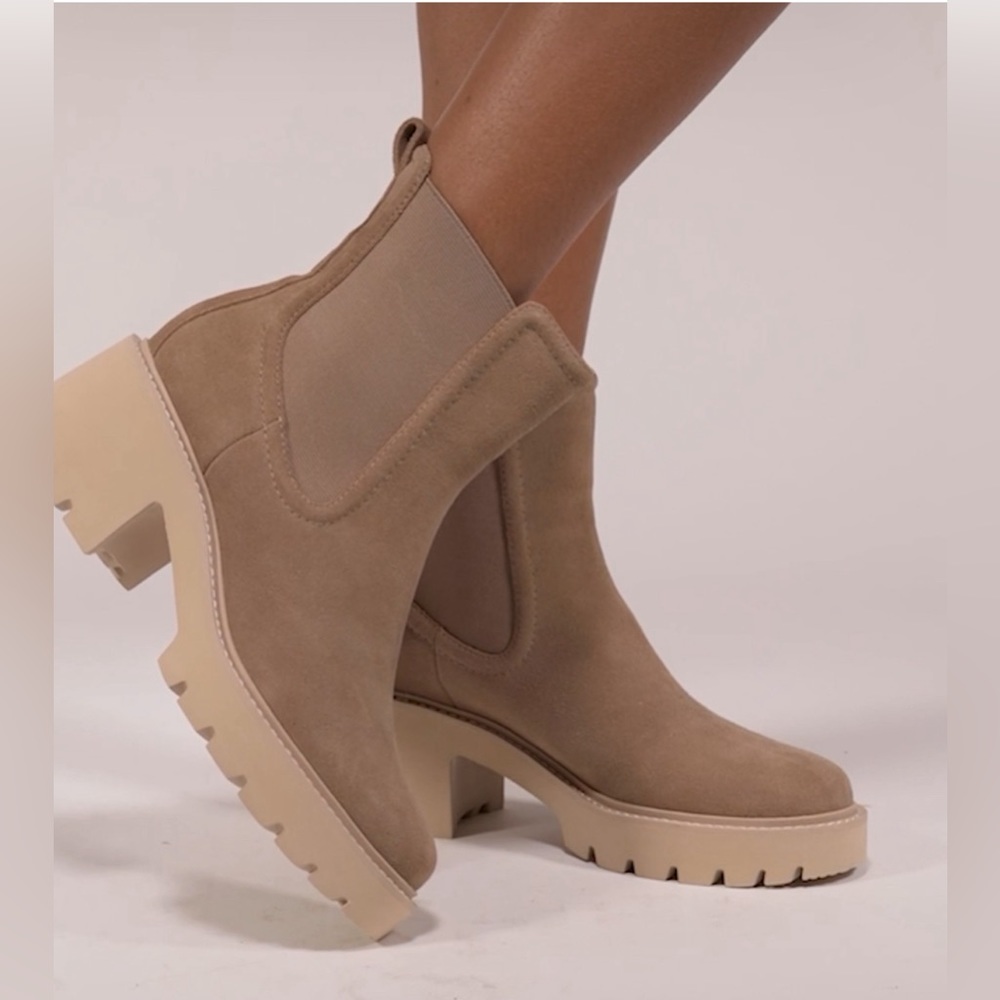Dolce Vita Suede Hawk H2O Pull on Tab Waterproof Mushroom Tan 8.